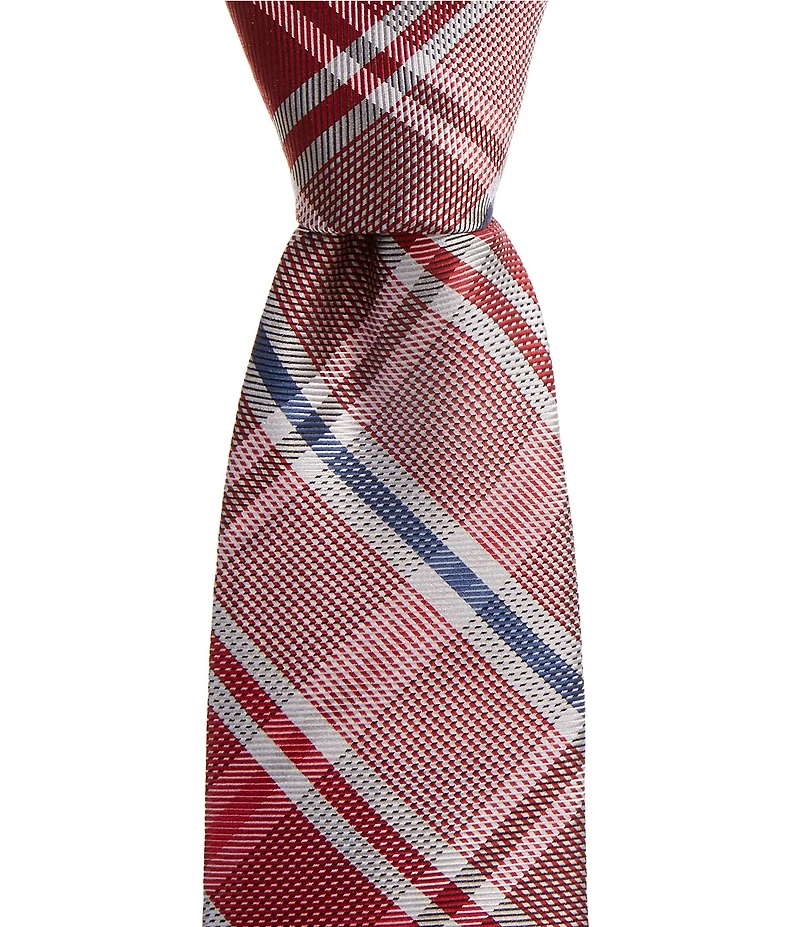 Hickey Freeman Plaid 3 1/4#double; Silk Tie
