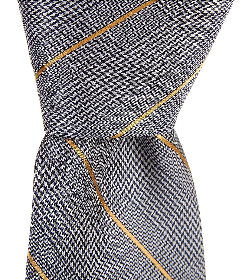 Hickey Freeman Prince Of Wales Plaid 3 1/4#double; Woven Silk Tie