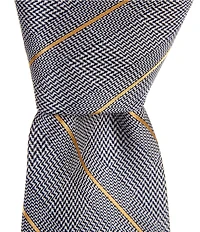 Hickey Freeman Prince Of Wales Plaid 3 1/4#double; Woven Silk Tie