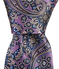 Hickey Freeman Printed Flower 3 1/4#double; Woven Silk Tie