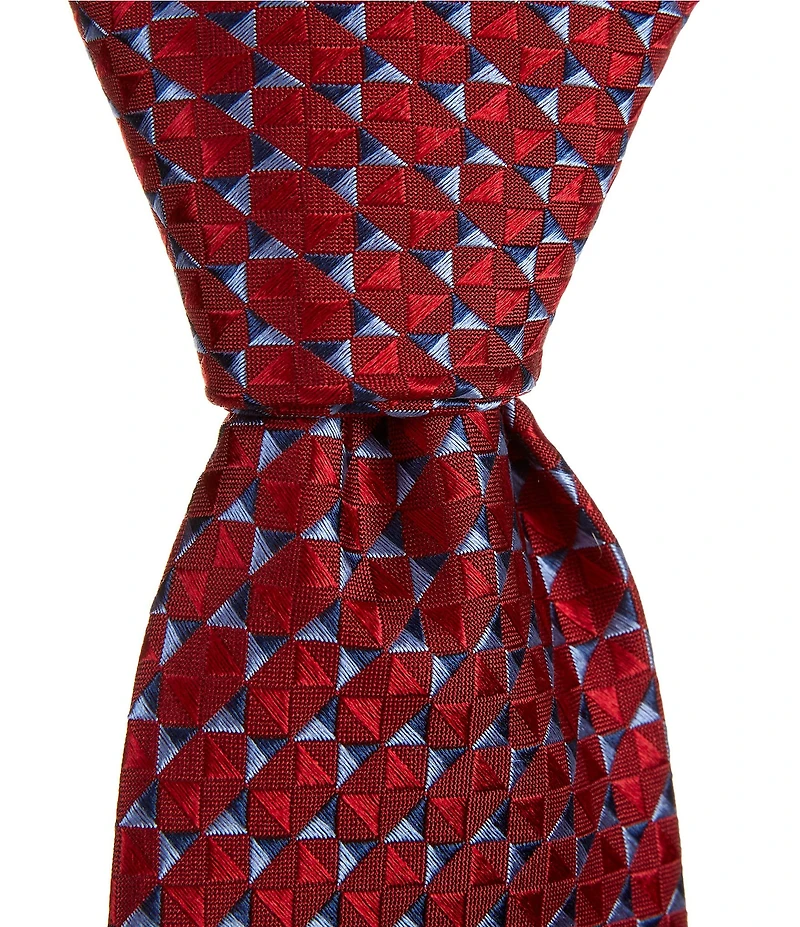 Hickey Freeman Pyramid Neat 3 1/4#double; Woven Silk Tie