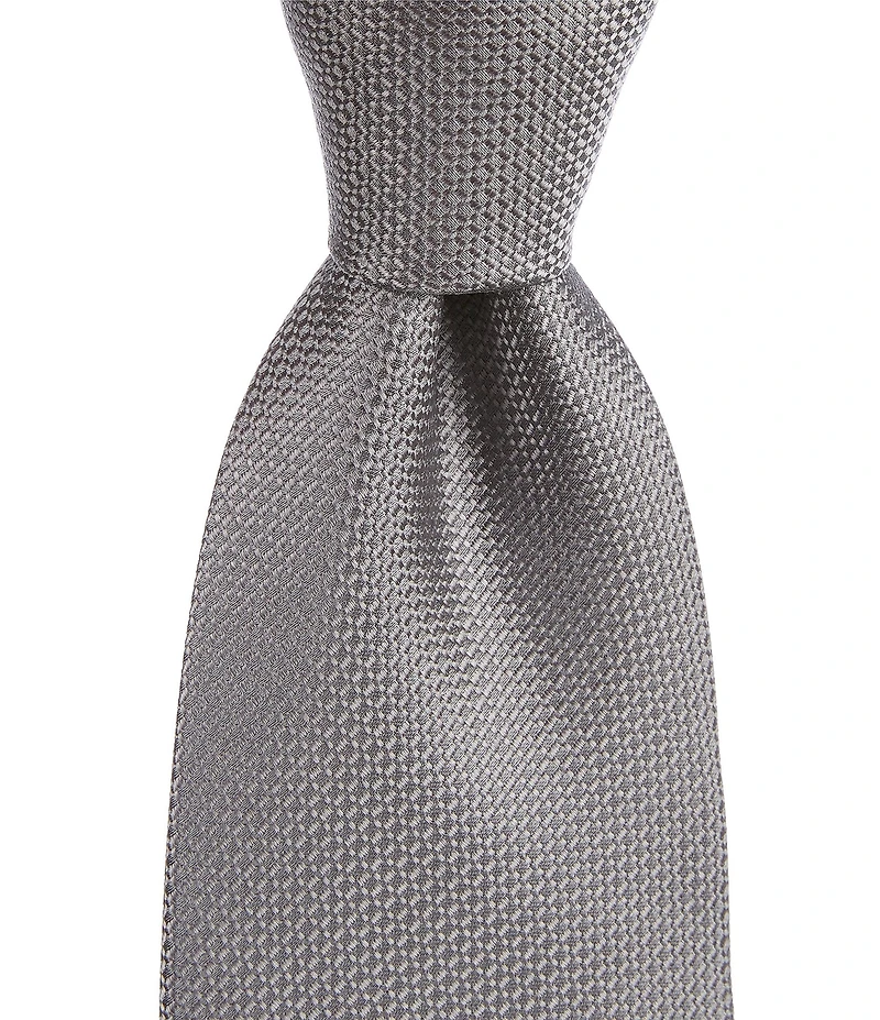 Hickey Freeman Solid Textured 3#double; Woven Silk Tie