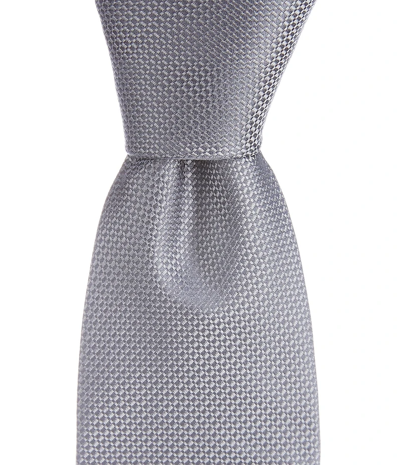 Hickey Freeman Solid Textured Narrow 3#double; Woven Silk Tie