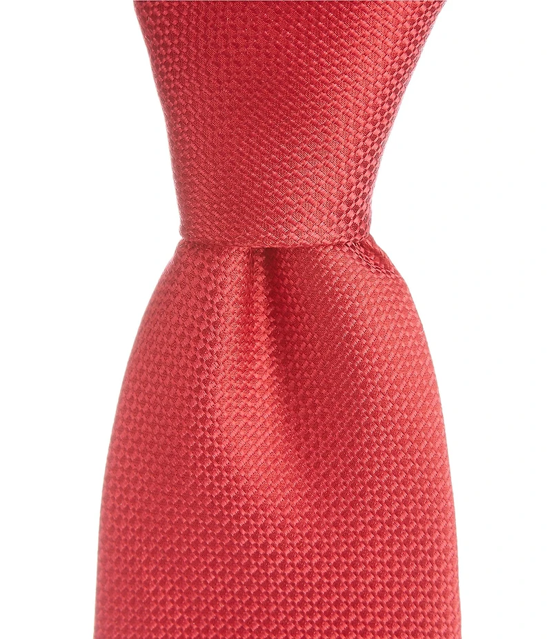 Hickey Freeman Solid Textured Narrow 3#double; Woven Silk Tie