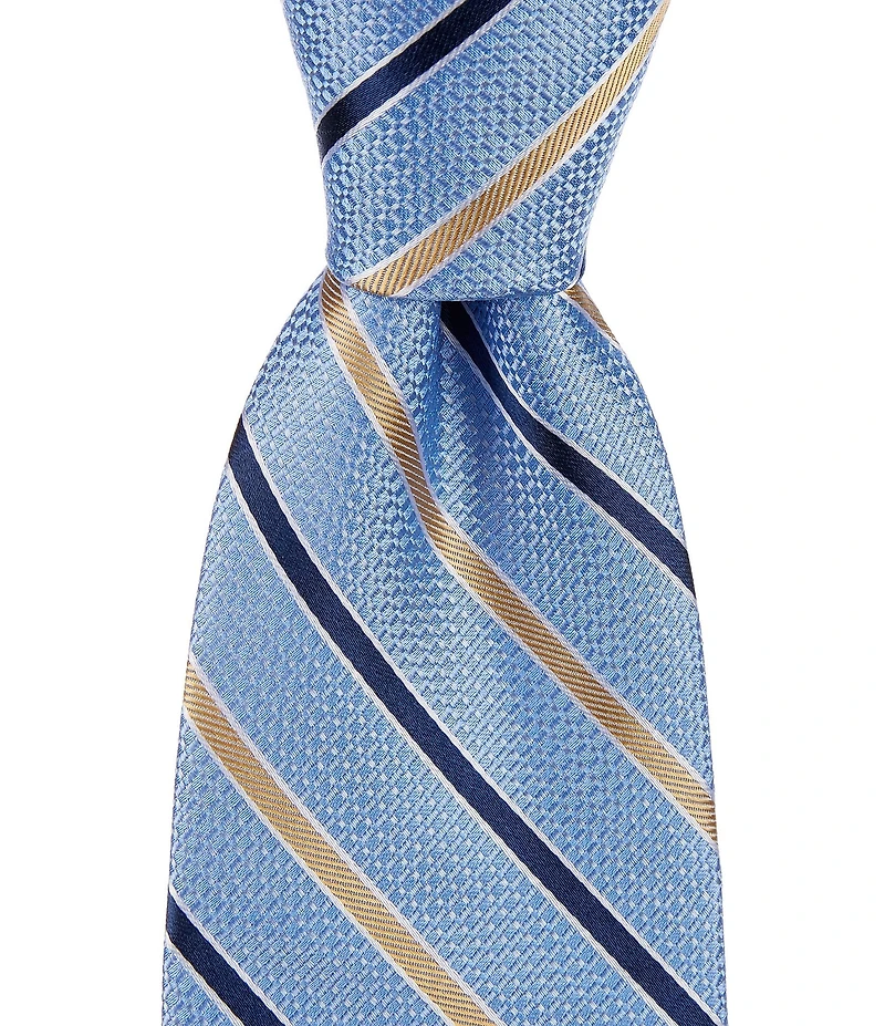 Hickey Freeman Stripe 3 1/4#double; Silk Tie