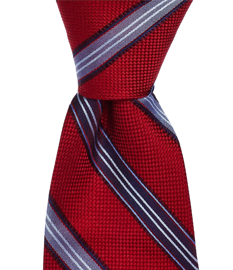 Hickey Freeman Stripe 3 1/4#double; Silk Tie