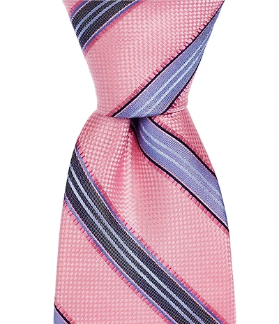 Hickey Freeman Stripe 3 1/4#double; Silk Tie