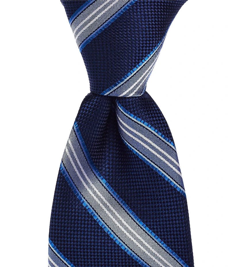 Hickey Freeman Stripe 3 1/4#double; Silk Tie