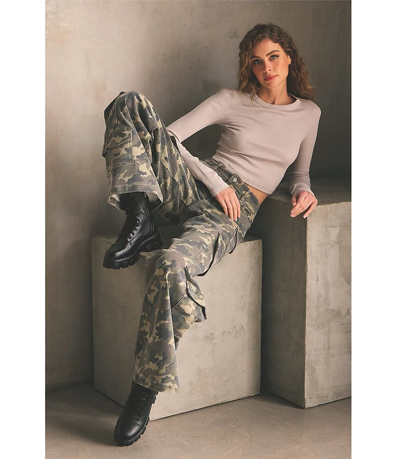 Hidden Jeans Camo Cargo Wide Leg Pants