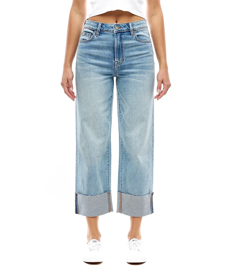 Hidden Jeans Ella High Rise Cuffed Wide Leg Vintage Washed Jeans