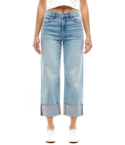 Hidden Jeans Ella High Rise Cuffed Wide Leg Vintage Washed Jeans