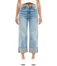 Hidden Jeans Ella High Rise Cuffed Wide Leg Vintage Washed Jeans