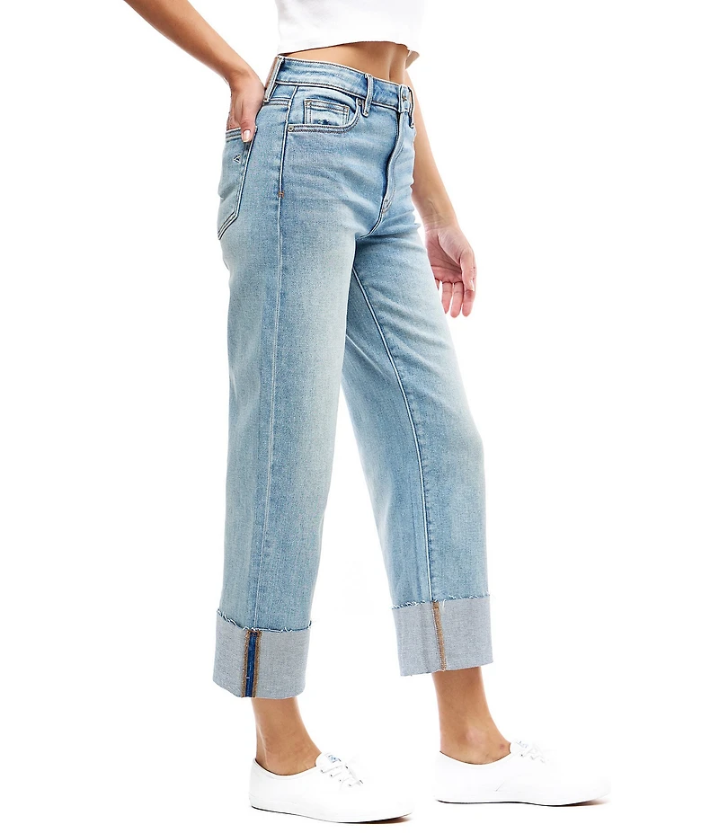 Hidden Jeans Ella High Rise Cuffed Wide Leg Vintage Washed Jeans