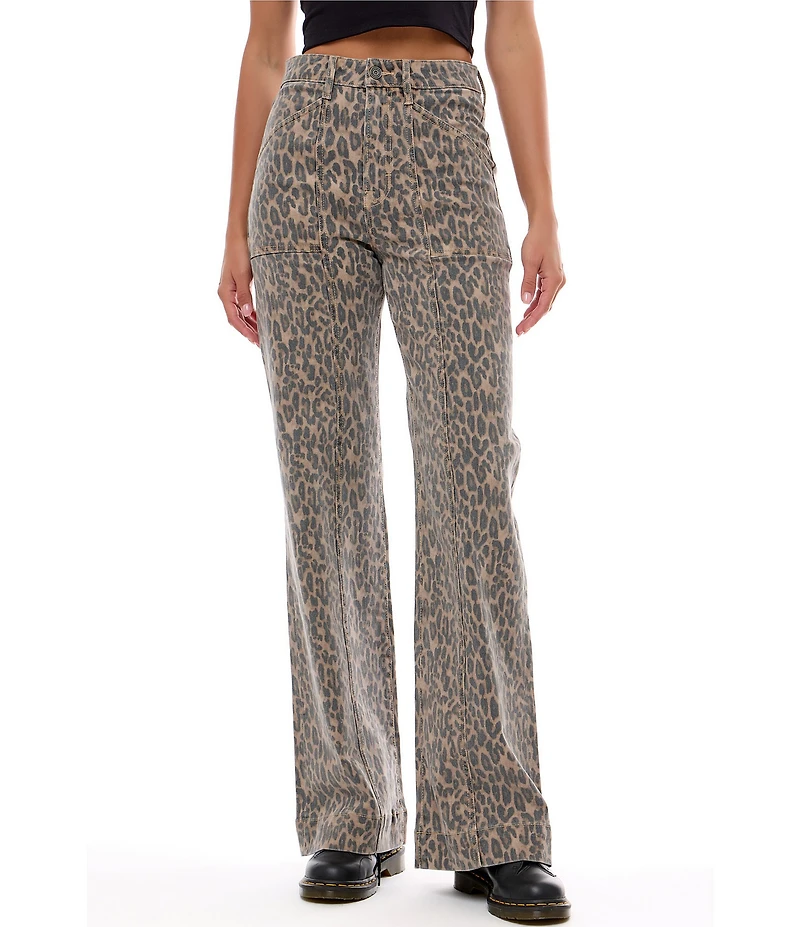 Hidden Jeans Happi Leopard High Rise Flare Jeans