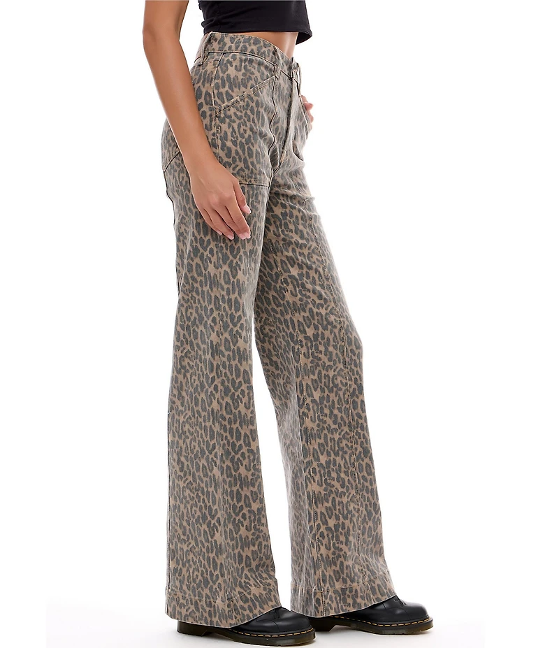 Hidden Jeans Happi Leopard High Rise Flare Jeans