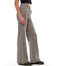 Hidden Jeans Happi Leopard High Rise Flare Jeans