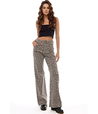 Hidden Jeans Happi Leopard High Rise Flare Jeans
