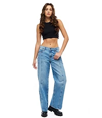 Hidden Jeans Logan Front Seam Detail High Rise Relaxed Fit Dad Jeans