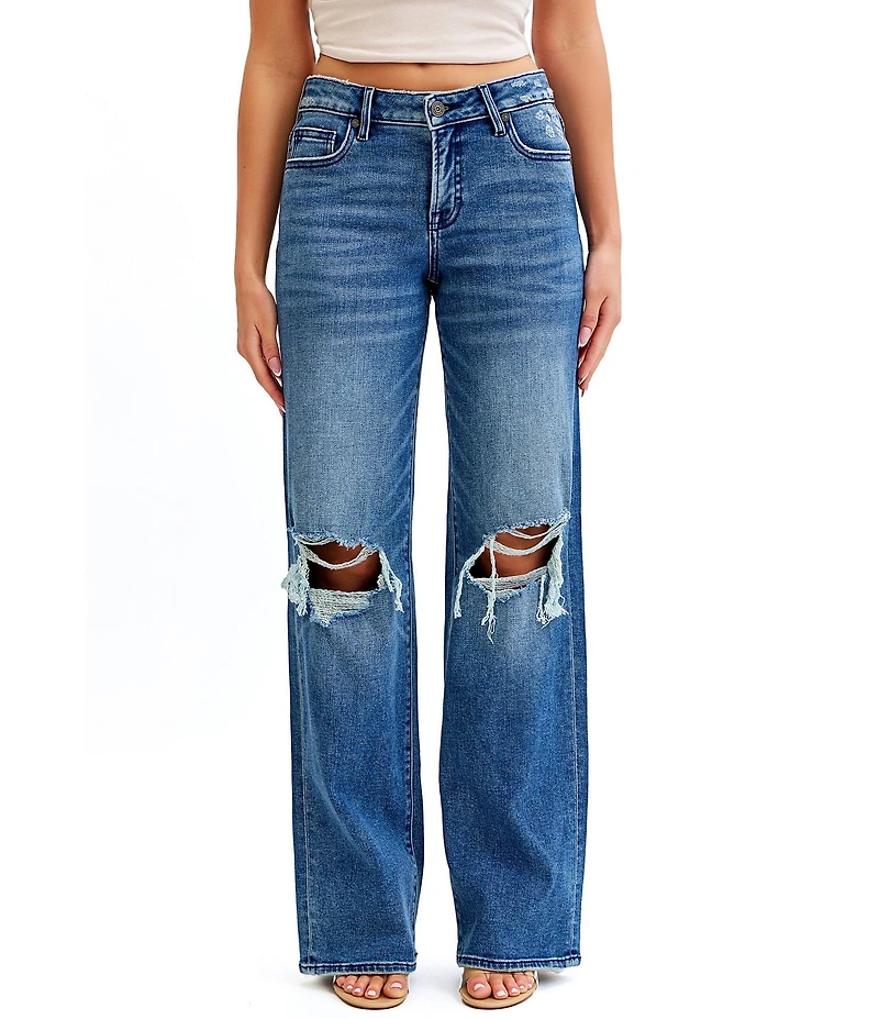 Hidden Jeans Logan Mid Rise Distressed Dad Jeans