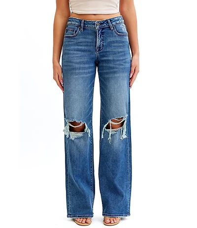 Hidden Jeans Logan Mid Rise Distressed Dad Jeans