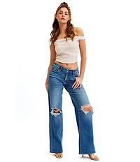 Hidden Jeans Logan Mid Rise Distressed Dad Jeans