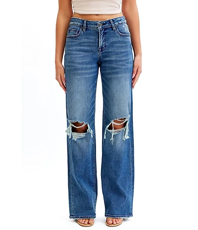 Hidden Jeans Logan Mid Rise Distressed Dad Jeans