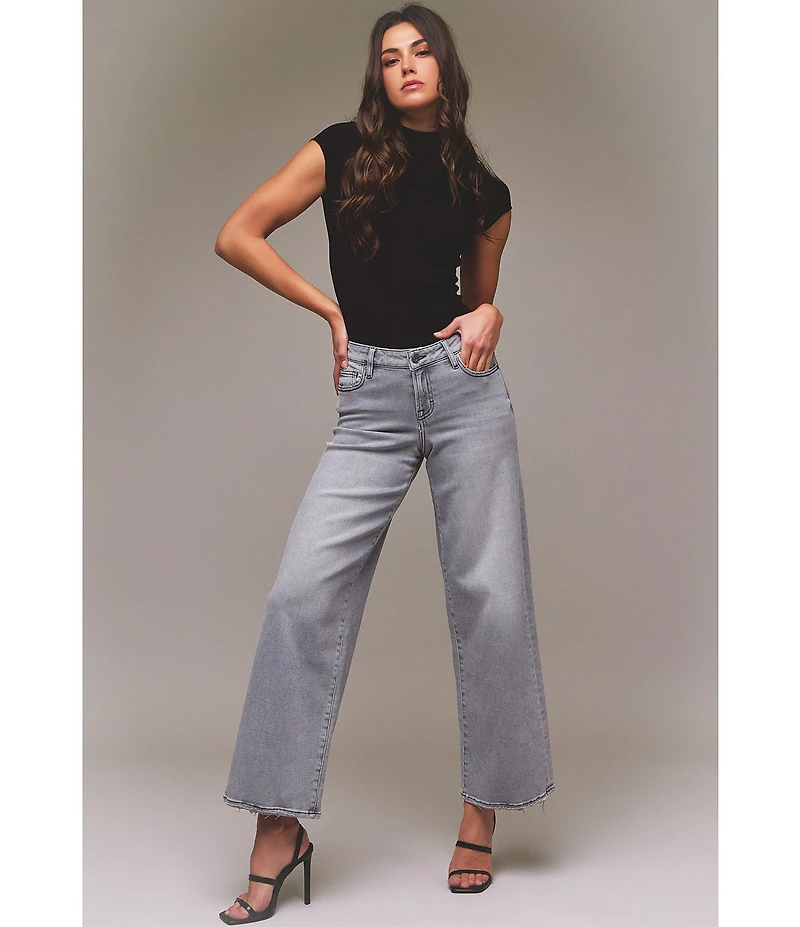 Hidden Jeans Nori High Rise Raw Hem Super Wide Leg Jeans