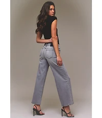 Hidden Jeans Nori High Rise Raw Hem Super Wide Leg Jeans