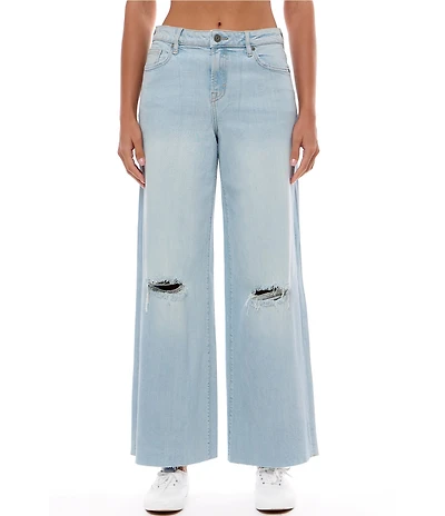 Hidden Jeans Nori Stretch Super Distressed Wide Leg Denim Jeans