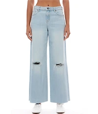 Hidden Jeans Nori Stretch Super Distressed Wide Leg Denim Jeans