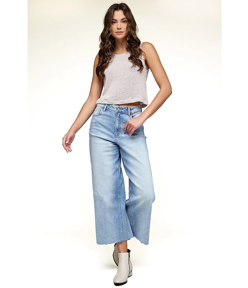 Hidden Jeans Nori Wide Leg Frayed Hem Jeans