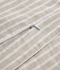 HiEnd Accents 100% French Flax Linen Railroad Striped Reversible Duvet Cover Mini Set