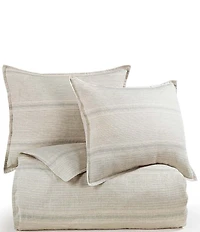 HiEnd Accents 100% French Flax Linen Variegated Striped Duvet Cover Mini Set