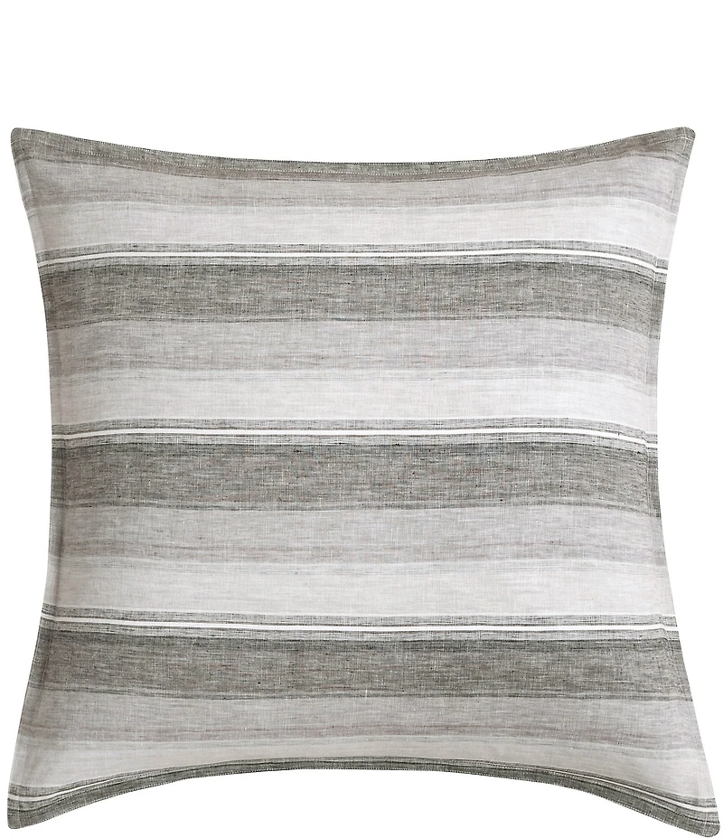 HiEnd Accents French Flax Linen Variegated Striped Euro Sham