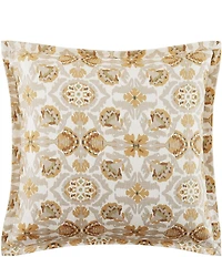 HiEnd Accents Andie Washed Linen Tuscan Marigold Medallion Pattern Floral Euro Sham