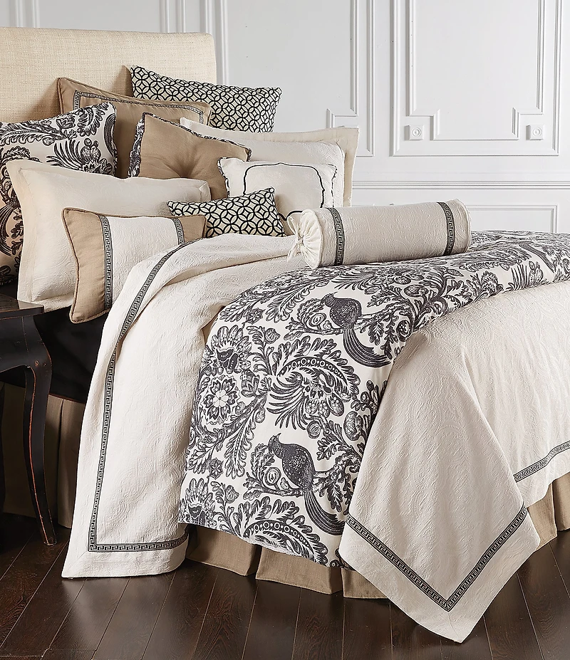 HiEnd Accents Augusta Button-Tufted Faux Linen Square Pillow