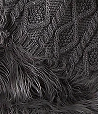 HiEnd Accents Chunky Cable Knit with Mongolian Fur Throw
