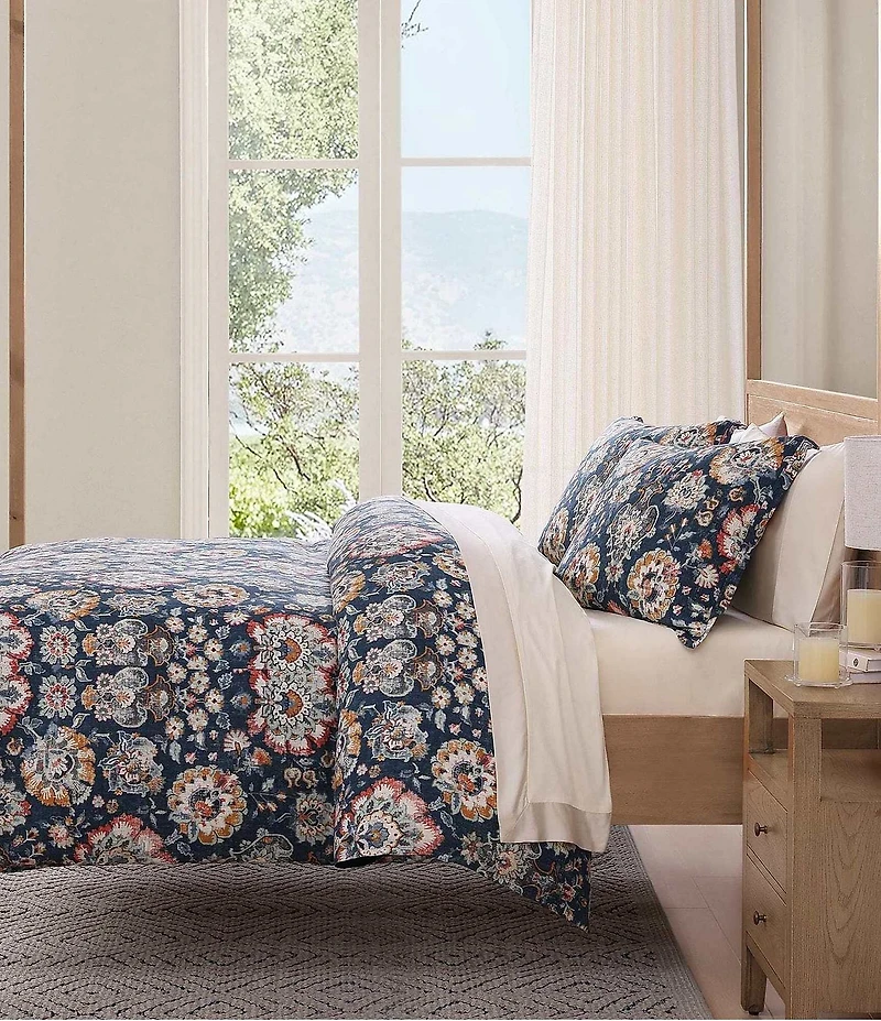 HiEnd Accents Derby Floral Washed Linen Duvet Cover Mini Set