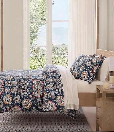 HiEnd Accents Derby Floral Washed Linen Duvet Cover Mini Set