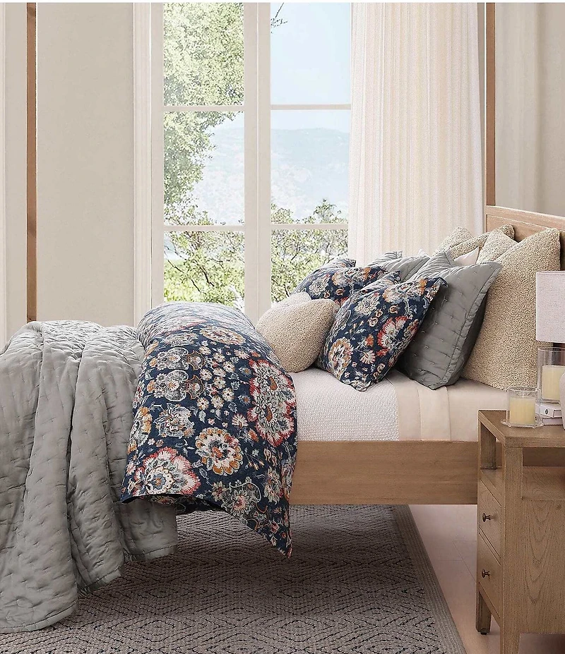 HiEnd Accents Derby Floral Washed Linen Duvet Cover Mini Set