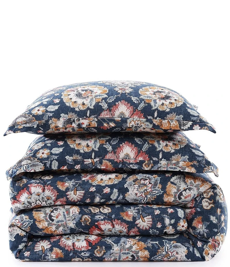 HiEnd Accents Derby Floral Washed Linen Duvet Cover Mini Set