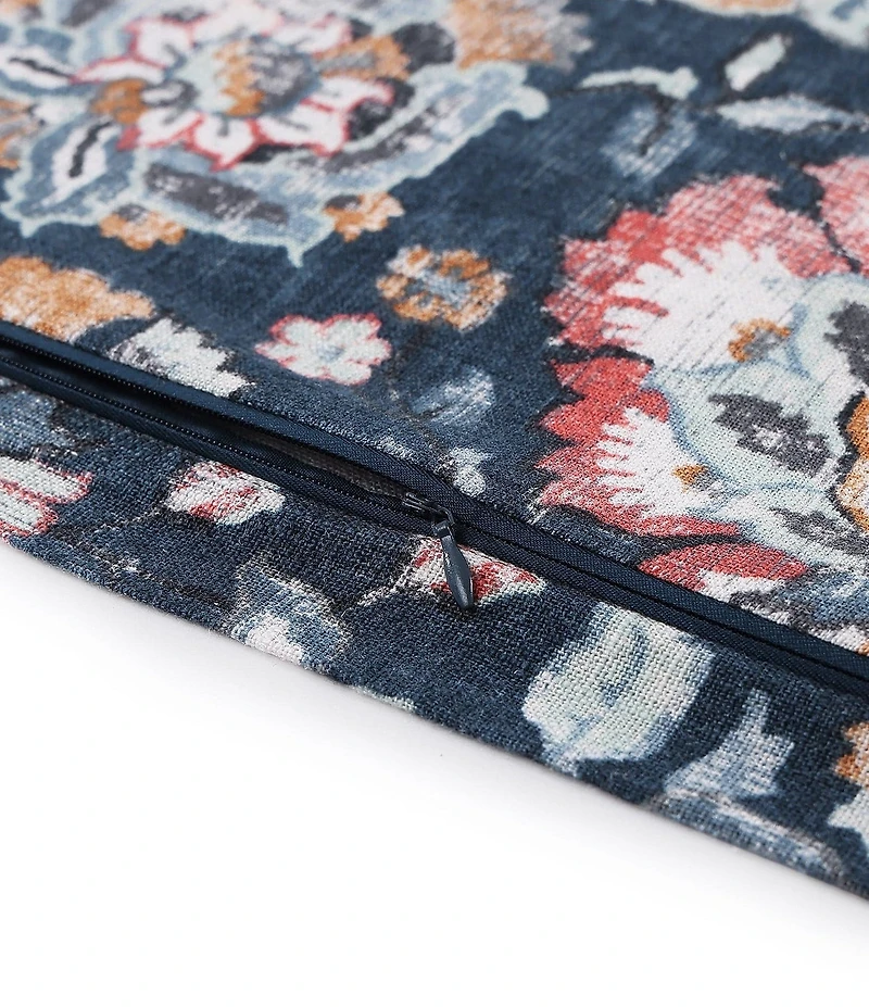 HiEnd Accents Derby Floral Washed Linen Lumbar Pillow