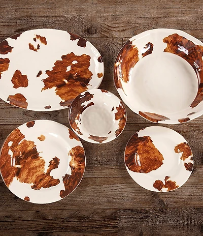 HiEnd Accents Elsa Cowhide 14-Piece Melamine Dinnerware Set