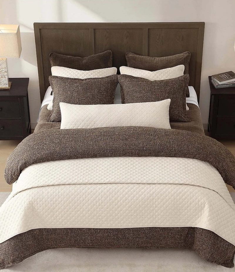 HiEnd Accents Farah Collection Diamond Quilted Pattern Linen Blend Coverlet Mini Set