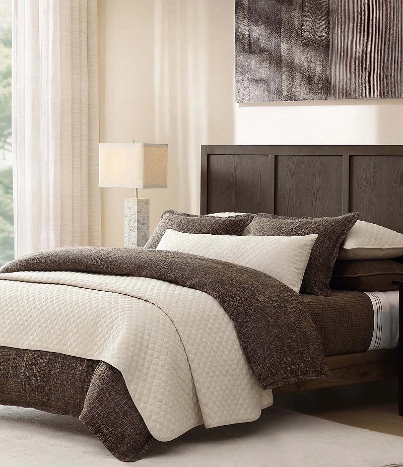 HiEnd Accents Farah Collection Diamond Quilted Pattern Linen Blend Coverlet Mini Set