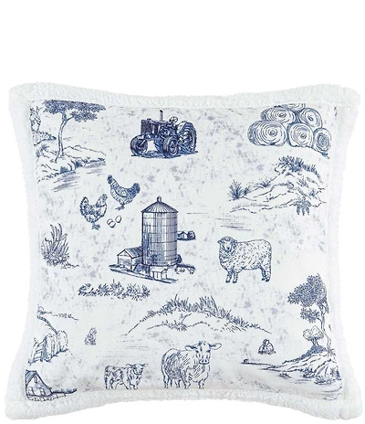 HiEnd Accents Farm Life Campfire Sherpa-Backed Throw and Accent Pillow Set