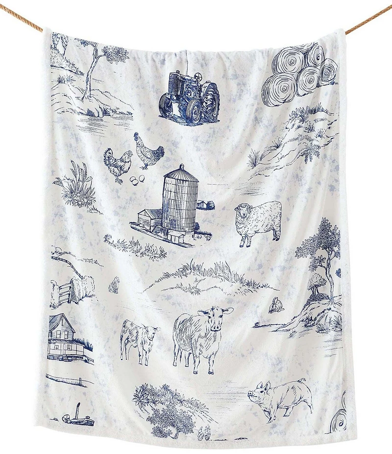 HiEnd Accents Farm Life Campfire Sherpa-Backed Throw and Accent Pillow Set