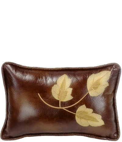 HiEnd Accents x Paseo Road Vegan Leather Embroidery Leaf Pillow