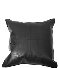 HiEnd Accents Genuine Leather Collection Croc-Embossed Leather Square Pillow