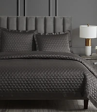 HiEnd Accents High Shine Satin Quatrefoil Embroidered Quilt
